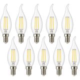 Nacario 4W E14 Kıvrık LED Mum Ampul – 35W Eşdeğer, 3000K Günışığı, 400 Lümen, 220-240V, Şeffaf Cam Filament, 10’lu Paket