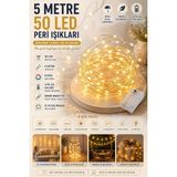 Nacario 5 Metre Gün Işığı Peri LED Tel 3 Pilli Fonksiyonlu Süsleme Ince Telli Aydınlatmalı Şerit LED Yılbaşı Işık Yılbaşı Süsü