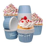 Nacario 50'li Pastel Mavi Muffin Kek Kalıbı, Kek Kapsülü Cupcake Kalıbı, Airfryer Uyumlu