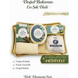 Nacario 5'li Hediye Banyo Seti – 4 Adet Türk Hamam Zeytinyağlı Sabun - 1 Adet Süngerli Sabun ve Kabak Lifli Kese ve Tepsili
