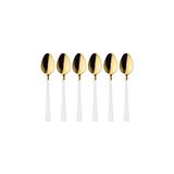 Nacario 6 Adet Çay Kaşığı Seti, 18/10 Paslanmaz Çelik, Gold Beyaz, 11 Cm, 70 gr