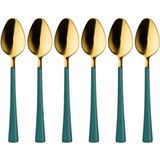 Nacario 6 Adet Çay Kaşığı Seti, 18/10 Paslanmaz Çelik, Gold Yeşil, 11 Cm, 70 gr