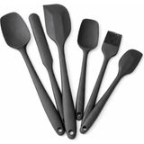 Nacario 6 Parça Silikon Mutfak Gereçleri Seti, Isıya Dayanıklı Spatula, Fırça ve Kaşık Seti, Yapışmaz Tencere Dostu, Kırmızı, Siyah, Mor ve Koyu Füme Renk Seçenekleri (Koyu Füme)