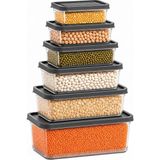 Nacario 6lı Şeffaf Saklama Kabı Seti, 6 Litre, Derin Dondurucu ve Mikrodalga Için Çok Boyut Büyük Küçük Boy Kapaklı Yemek Gıda Depolama Kutusu, Plastik Mutfak Düzenleyici Organizer, Bpa Içermez (Gri)
