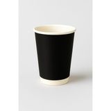 Nacario 8 Oz Double Wall Siyah Görünüm Karton Bardak + Siyah Kapaklı 25'li Karıştırıcı (Tıpaç) Hediyeli