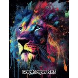 Nacario Abstract Lion Graph Paper 5x5: 5 Squares Per Inch Grid Paper | Gift For People Who Love Cats, Wildlife Animal Lovers | For Back To School, Office, Work | 8.5 x 11 Inches | 111 Pages | V17