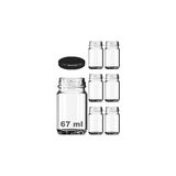 Nacario Afracam 67 ml Şeffaf Shot Kavanoz 67 cc Konserve Metal Siyah Kapaklı Cam Kavanoz 6 Adet