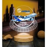 Nacario Airbus A380 Yolcu Uçağı Renkli Baskılı Kişiye Özel 3D LED Lamba, Uçak - Pilot Hediyesi