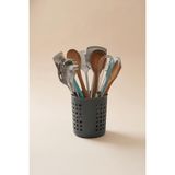 Nacario Antrasit - A+ Silindir Kaşıklık – Tezgah Üstü Servis Standı, Su Gider Delikli, Plastik Düzenleyici