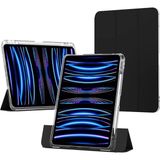 Nacario Apple iPad Air 11INÇ M2/m3 Air 4/5.nesil 10.9 ile Uyumlu Kılıf Kalem Bölmeli Akrilik Şeffaf Ayrılabilir Case 2025-2024 Siyah