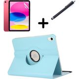 Nacario Apple iPad Mini 1 Mini 2 Mini 3 ile Uyumlu Kılıf Dönen Tablet Kilifi Ekran Koruyucu+Kalem Mavi