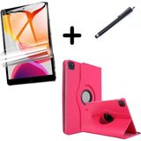 Nacario Apple iPad Pro 12.9 3. 4. 5. 6. Nesil ile Uyumlu Kılıf Dönen Tablet Kilifi Ekran Koruyucu+Kalem 2018-2022 Pembe Koyu