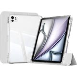 Nacario Apple iPad Pro 12.9 3./4./5./6. Nesil ile Uyumlu Kılıf Kalem Bölmeli Akrilik Şeffaf Ayrılabilir Case 2018-2022 Gri