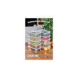 Nacario Arel - 10'lu Set Yandan Açılır Kapaklı Saklama Kabı, 10 Adet 2000ML Dikdörtgen Şeffaf Kendinden Kapaklı Saklama Kabı, Bpa Içermez, Buzdolabı, Dondurucu ve Dolap Organizeri