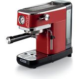 Nacario Ariete Moderna Espresso Slim Kahve Makinesi Kırmızı 1381/13 - Metal Espresso Kahve Makinesi, Öğütülmüş Kahve ve Ese Pod Kahve ile Uyumlu, 1300 Watt, 1,1 Litre Su Tankı, Maxi Cappuccino Cihazı