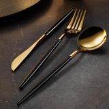 Nacario Aryildiz Aryıldız Versay Black Gold 6 Kişilik 36 Parça Çatal Kaşık Bıçak Takımı
