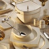 Nacario Aryıldız Bone Square Gold Rose 12 Kişilik 60 Parça Yemek Takımı