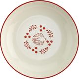 Nacario Aryıldız Red Bird Tabak Renkli Kuş Desenli 16 cm Porselen Servis Tabağı
