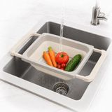 Nacario Ayarlanabilir Katlanır Lavabo Süzgeci, 6,3 Litre, Plastik ve Silikon, Aç Kapa Mutfak Için Tezgah Üstü Pratik Sürgülü Süzgeç, Gıda Ile Temasa Uygun, Bpa Içermez (Bej)