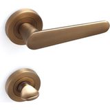 Nacario BADEM10 Kayı Antik Sarı Wc-Banyo Kapı Kolu Daire Rozetli Sürgülü Çelik Kapı Kulpu Gold Kolları