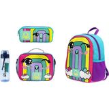 Nacario Benetton Gökkuşağı Okul Çantası Seti, 34X26X11 Cm, Mavi, Beslenme Çantası + Kalemlik + Matara
