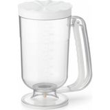 Nacario Beyaz Hamur Porsiyonlayıcı – Kek, Krep, Muffin ve Pancake Hamuru Dağıtıcı, Ölçekli Karıştırma Kabı 900 ml