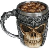 Nacario Birinci Sınıf 3D Kuru Kafa Fincan Paslanmaz Çelik Kahve, Çay, Cappuccino, Bira Gibi Içecekler Için I Viking Skull Head Kupası Iskelet Kafatası Tasarımlı Görünüm (1)
