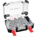 Nacario Bosch 14 x Pro Multi Material Power Change Plus Delik Testeresi Seti – Şeffaf Kılıf (Yumuşak Ahşap, Alçıpan Duvar Için, Ø 20 – 76 Mm, Profesyonel Aksesuar Matkap/tornavida Için)