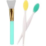 Nacario Buffer 2'li Silikon Maske Sürme Spatulası 2'li Dudak Burun Peeling Etkili Gözenek Temizleme Fırçası