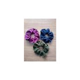 Nacario Büyük Boy Tahta Boncuk Işlemeli Scrunchie Saç Tokası, Lacivert, Yeşil ve Mor, 3 Adet - Çok Renkli