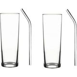 Nacario Cam Pipetli Votka ve Limonata Bardağı 2 Adet