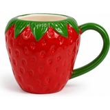 Nacario Çilek Tasarım Seramik Kupa Bardak, Büyük Boy Dekoratif Çilek Desenli Mug Kupa, Kahve, Çay ve Sıcak Içecekler Için Günlük Kullanıma Uygun Şık Seramik Fincan