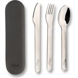 Nacario Citron Citron Silikon Kılıflı Paslanmaz Çelik 3'lü Çatal Bıçak Kaşık Takımı - Black 1073810