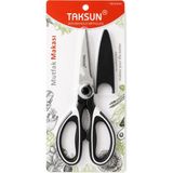 Nacario Çok Amaçlı Mutfak Makası, 21 Cm, Paslanmaz Çelik, Keskin, Tavuk, Balık, Deniz Ürünleri, Et, Sebze Kesme Makası, Ergonomik Sap, Ceviz Kıracaklı, Ev ve Mutfak Yardımcı Gereci, KA051 (Kılıflı)