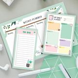 Nacario Colortouch Haftalık, Günlük Planlayıcı Set - 50 Sayfa Tarihsiz Masaüstü Planner - Gençler, Kızlar, Yetişkinler Için To Do List - 3 Parça - Green Serisi