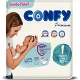 Nacario Confy Premium Yenidoğan Bebek Bezi 1 Numara | 2-5 kg | 70 Adet | Ekonomik Paket