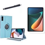 Nacario Constraın - Xiaomi Redmi Pad ile Uyumlu Standlı Kılıf + Cam Ekran Koruyucu + Tablet Kalemi 3'lü Set - Mavi