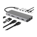 Nacario Coverzone 12IN1 Dock Station 2 Adet HDMI Uyumlu 1000 Mbps 4K USB C Adaptörü USB 3.0 VGA RJ45 Pd Için Macbook Pro Tipi C Docking Dizüstü Yer Yapma Istasyonları Type-C Adaptör ZR610
