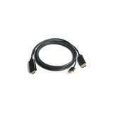 Nacario Dark HDMI To Displayport Dönüştürücü 2 Metre USB Güç Kablosu Destekli Kablo