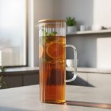 Nacario Deconox 1000ML Bambu Kapaklı Line Borosilikat Cam Yağlık & Sürahi – Şık, Dayanıklı ve Sağlıklı Saklama Çözümü (8cm x 20CM)