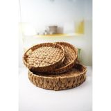 Nacario Deconox 3'lü Rustik El Yapımı ve Doğal Yuvarlak Hasır Tepsi Seti, 3'lü Hasır Yuvarlak Tepsi Seti, Rattan 3 Boy Hasır Tepsi (38 * 6cm-34 * 5cm-30 * 24 * 4,5cm)