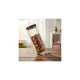 Nacario Deconox Akasya Kapaklı Uzun Çizgili Cam Kavanoz (1250 Ml) | Hava Geçirmez, Modern Fitilli Tasarım Gıda Saklama Kabı | Makarna, Bakliyat, Kahve ve Çay Kavanozu (9X25 Cm)