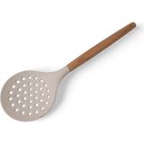 Nacario Deconox Bambu Saplı Silikon Kevgir, Bambu Uzun Silikon Geniş Kevgir 27CM 3 Renk Seçenekli (Krem)