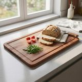 Nacario Deconox Doğal Akasya Ahşap Doğrama ve Kesme Tahtası - Kesme Panosu - 40X26X1.5 cm Çok Amaçlı Sunum Tepsisi, Peynir ve Et Servis Tahtası