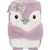 Nacario Depesche 13158 Princess Mimi Penguin - Leylak ve Krem Renginde Doldurulmuş 2 Bölmeli Kalem Kutusu, Penguen Motifli ve Pelüş Kürk, Renkli Kalemler, Cetvel, Makas ve Çok Daha Fazlası Içeren Kalem Kutusu