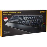 Nacario Everest KB-R61 Brıght Siyah USB 3 Renk Aydınlatmalı Q Sabit Bilek Destekli Multimedia Klavye
