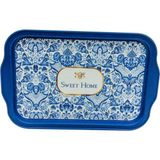 Nacario Evle-Azulejos Desenli Metal Tepsi - Çay Kahve Tepsisi - Sunum Tepsisi 21 cm x 31 cm (Azulejos Sweet Home)