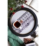 Nacario Evle-City Desenli Yuvarlak Metal Tepsi - Çay Kahve Tepsisi - Sunum Tepsisi 37 cm (City)