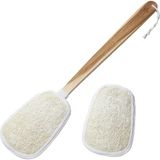 Nacario Faay Luffa Sünger Pedleri Yedekleri ile Bir Çubuk Üzerinde 17 Inç Doğal Peeling Kabağı Sırt Scrubber - Erkekler ve Kadınlar Için Uzun Saplı Gevşek Vücut Banyosu ve Duş Fırçası