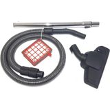 Nacario Fakir Veyron Turbo Xl Elektrikli Süpürge Çelik Tel Hortum Seti ve Hepa Filtre, Gri ve Siyah